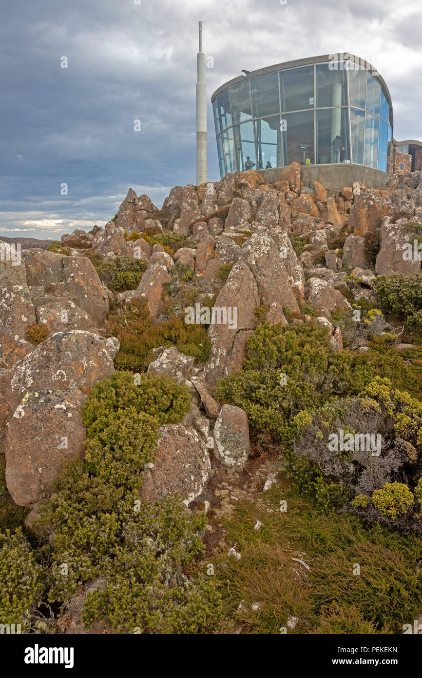 Osservazione rifugio sul Monte Wellington, affacciato su Hobart Foto Stock