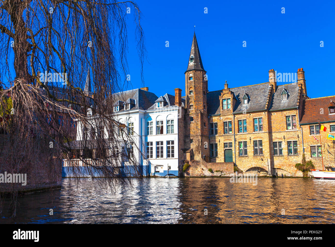 Impressionante città di Bruges,vista con canali,Belgio. Foto Stock