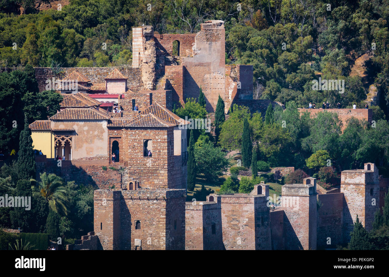 Malaga, Costa del Sol, provincia di Malaga, Andalusia, Spagna meridionale. La Alcazaba, Moresco fortificazioni di Malaga Foto Stock