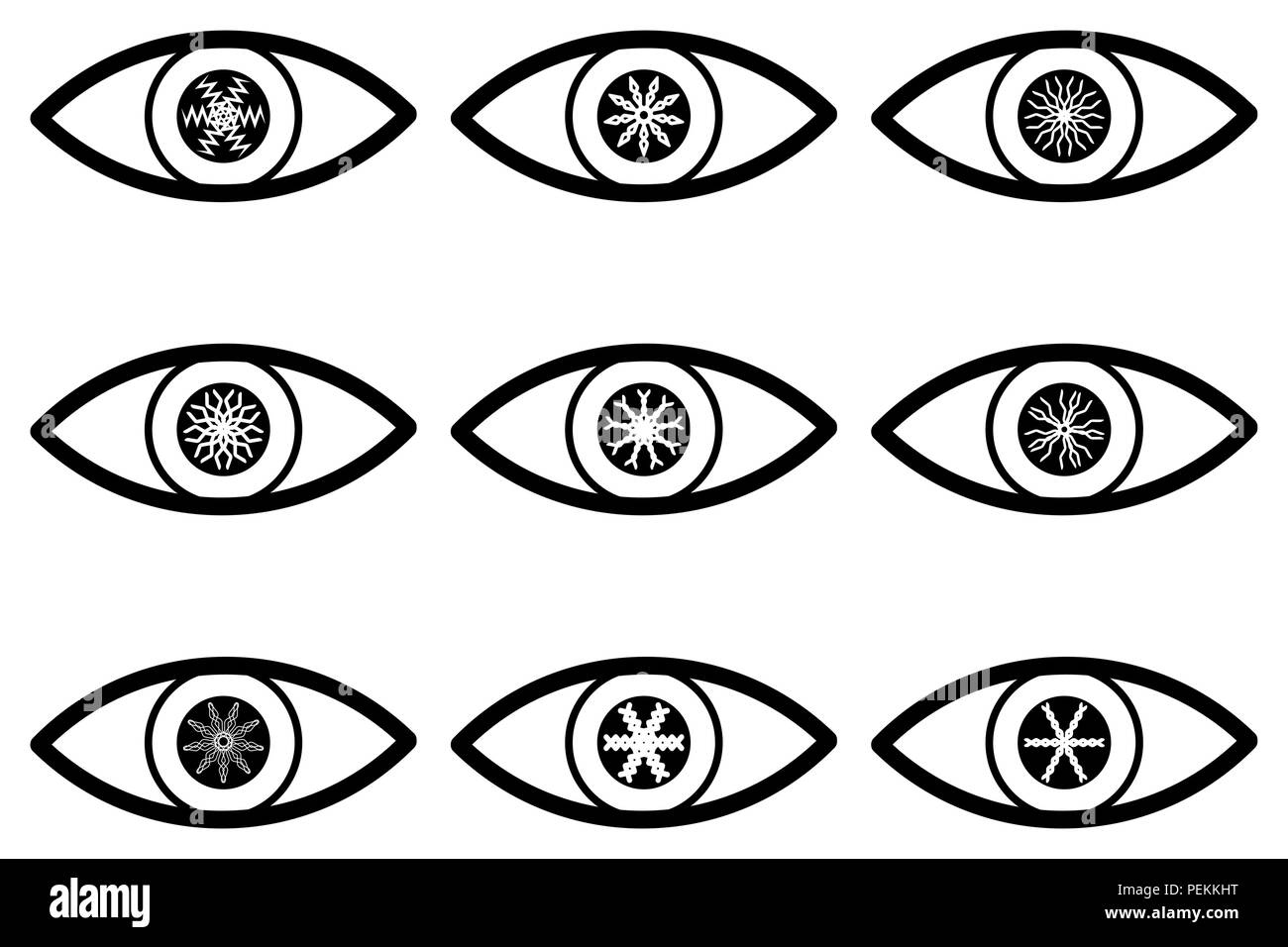 Abstract icona occhio - bianco e nero - set Illustrazione Vettoriale