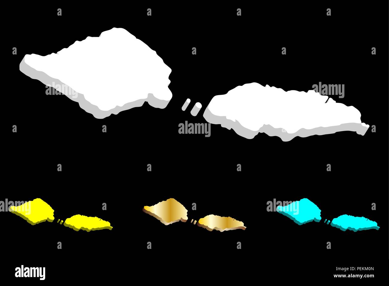 Mappa 3D di Samoa (Stato Indipendente di Samoa Samoa Occidentali) - bianco, giallo, blu e oro - illustrazione vettoriale Illustrazione Vettoriale