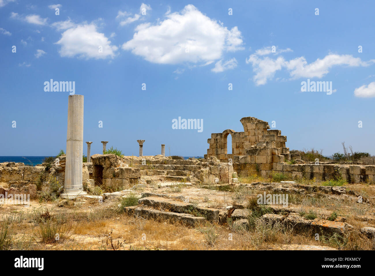 Basilica Paleocristiana Kampanopetra a Salamina vicino a Famagosta (Gazimagusa), Repubblica Turca di Cipro del Nord Foto Stock