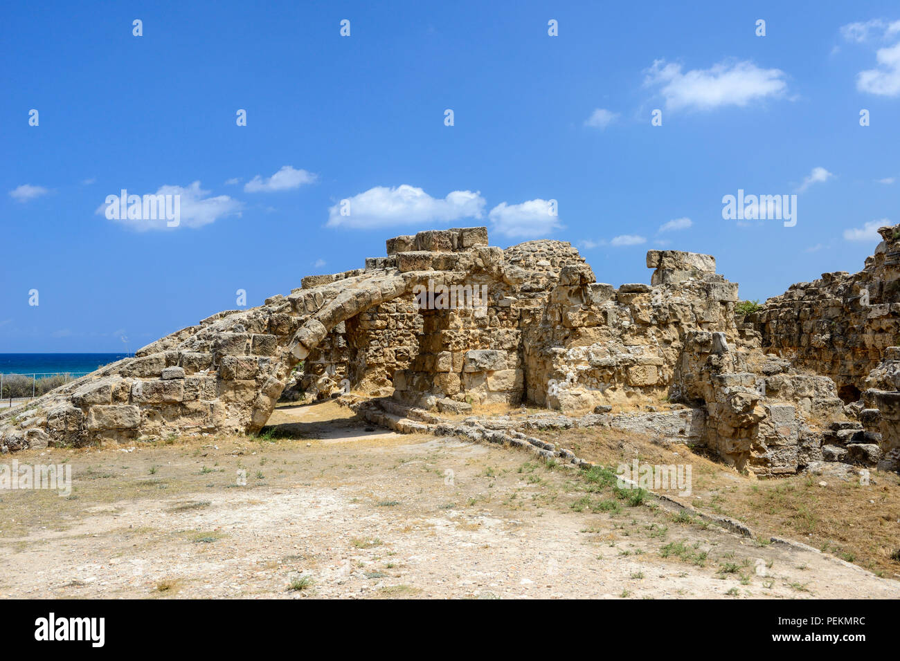 Le rovine dei Bagni Romani a Salamina vicino a Famagosta (Gazimagusa), Repubblica Turca di Cipro del Nord Foto Stock