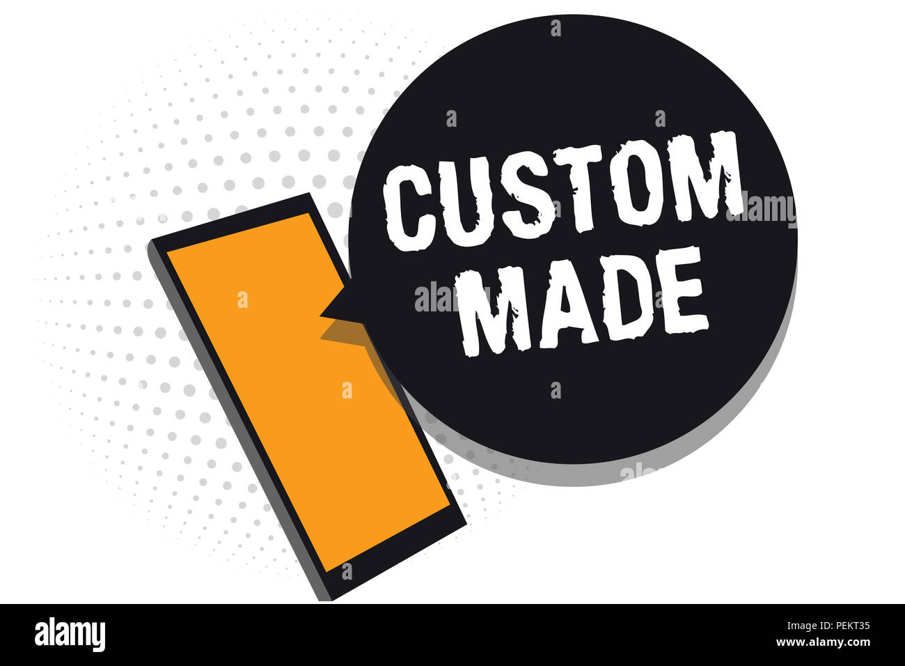 Mano concettuale che mostra la scrittura personalizzato. Business photo testo qualcosa è fatto per l'ordine per la particolare organizzazione del cliente telefono cellulare la ricezione Foto Stock