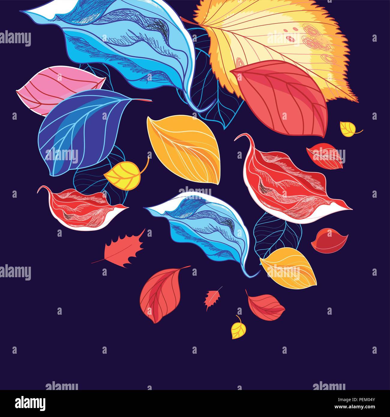 Illustrazione di un meraviglioso multi-colore di foglie di autunno Illustrazione Vettoriale