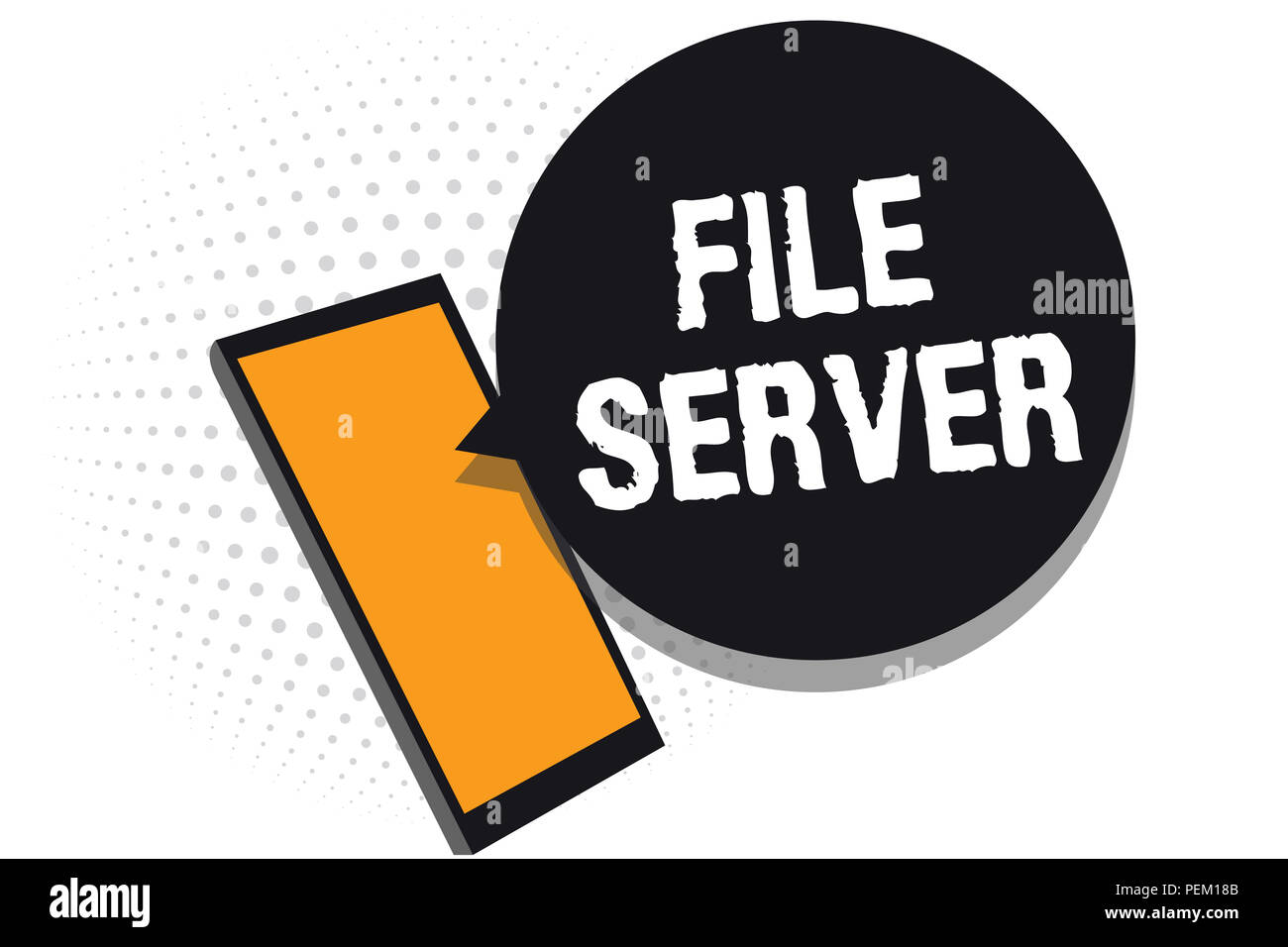Conceptual la scrittura a mano che mostra File Server. Business photo testo dispositivo che controlla l'accesso a separatamente memorizzati dati cellulare alla ricezione dei messaggi Foto Stock