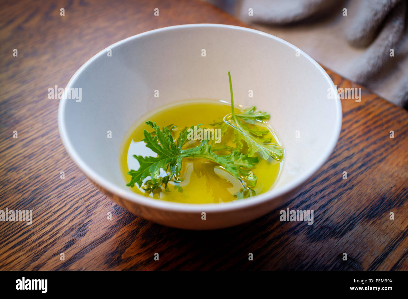 Un impianto di citronella foglia poggiante in olio per preparare in casa repellenti per zanzare Foto Stock Un impianto di citronella foglia poggiante in olio per preparare in casa repellenti per zanzare Foto Stock