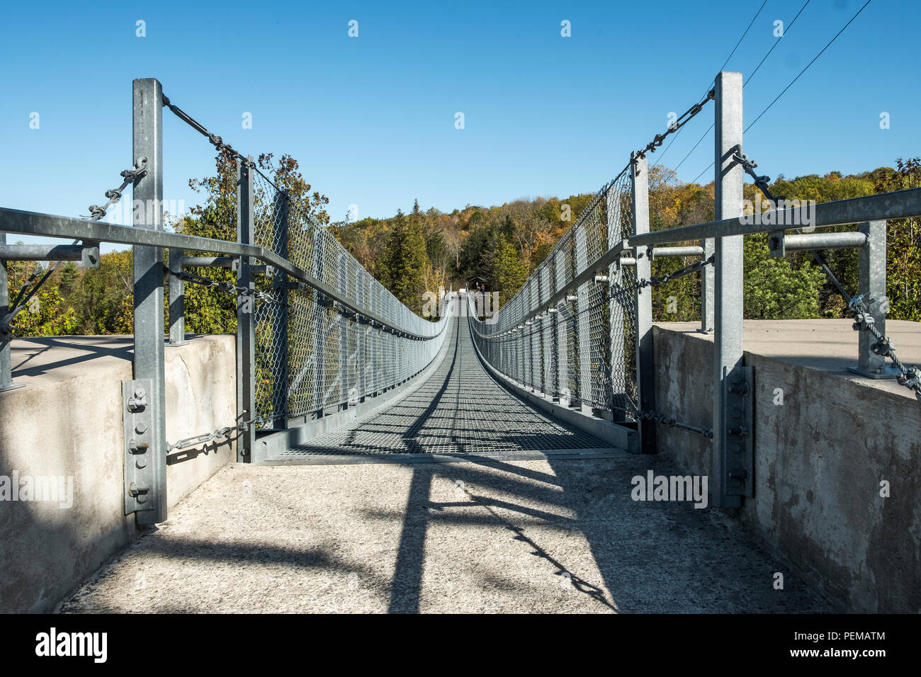 Ranney Gorge ponte di sospensione, Campbellford Ontario in Canada. Foto Stock