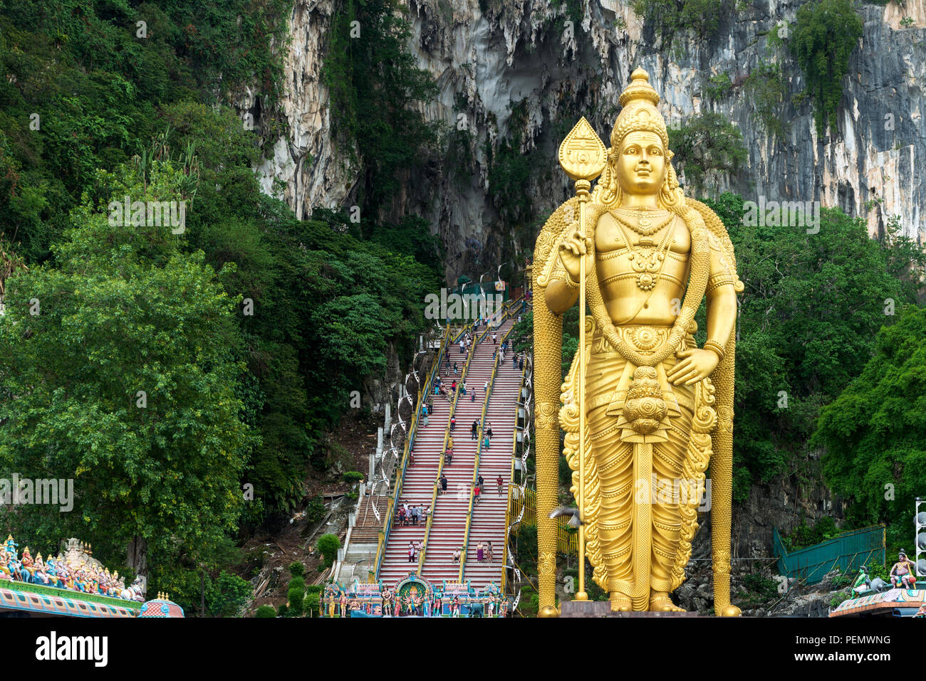 Statua del dio indù Muragan a Grotte Batu, Kuala Lumpur, Malesia Foto Stock