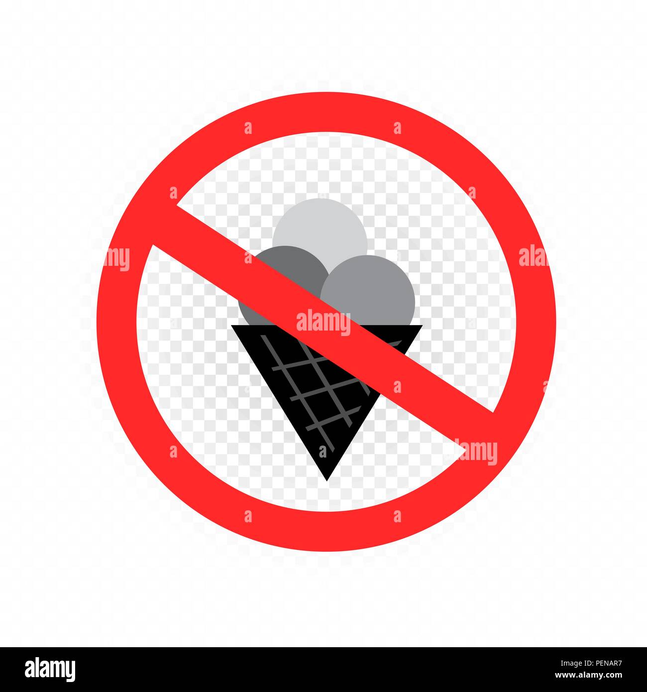 Non mangiare il gelato icona segno Illustrazione Vettoriale