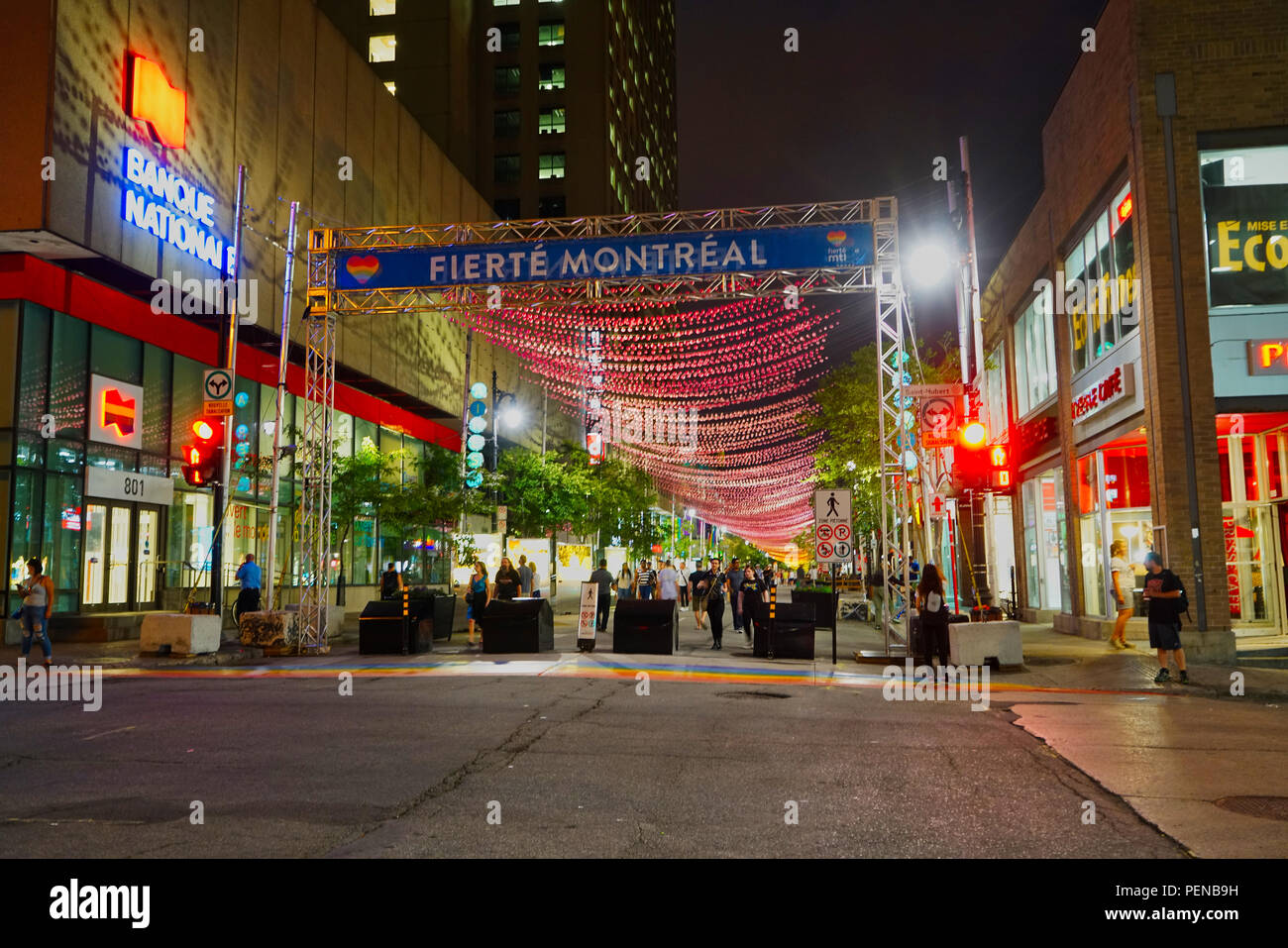 Montreal, Canada, 15 agosto 2018.Entrata a Montreal del villaggio gay.Credit:Mario Beauregard/Alamy Live News Foto Stock