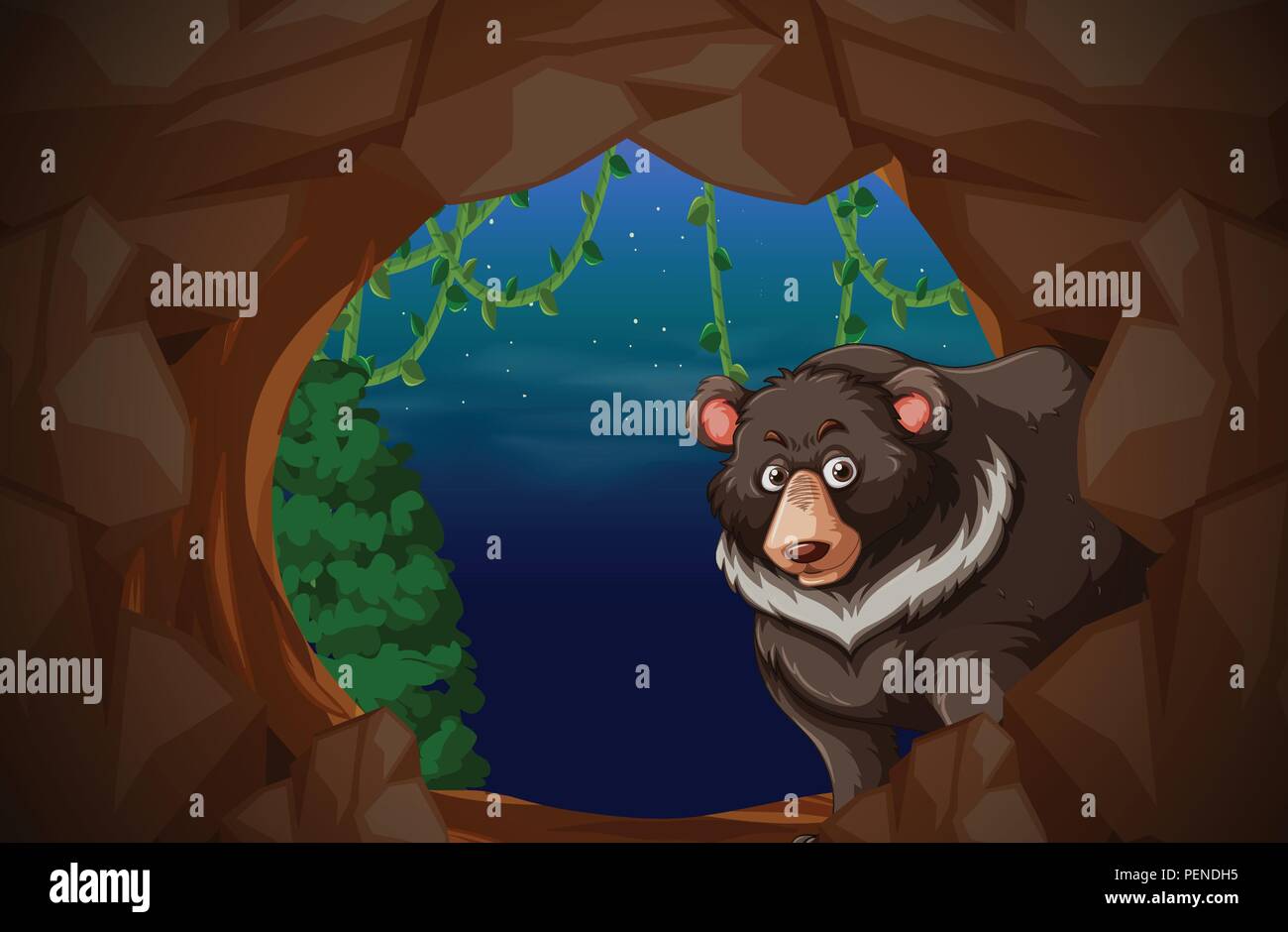 Un orso vivere in grotta illustrazione Illustrazione Vettoriale