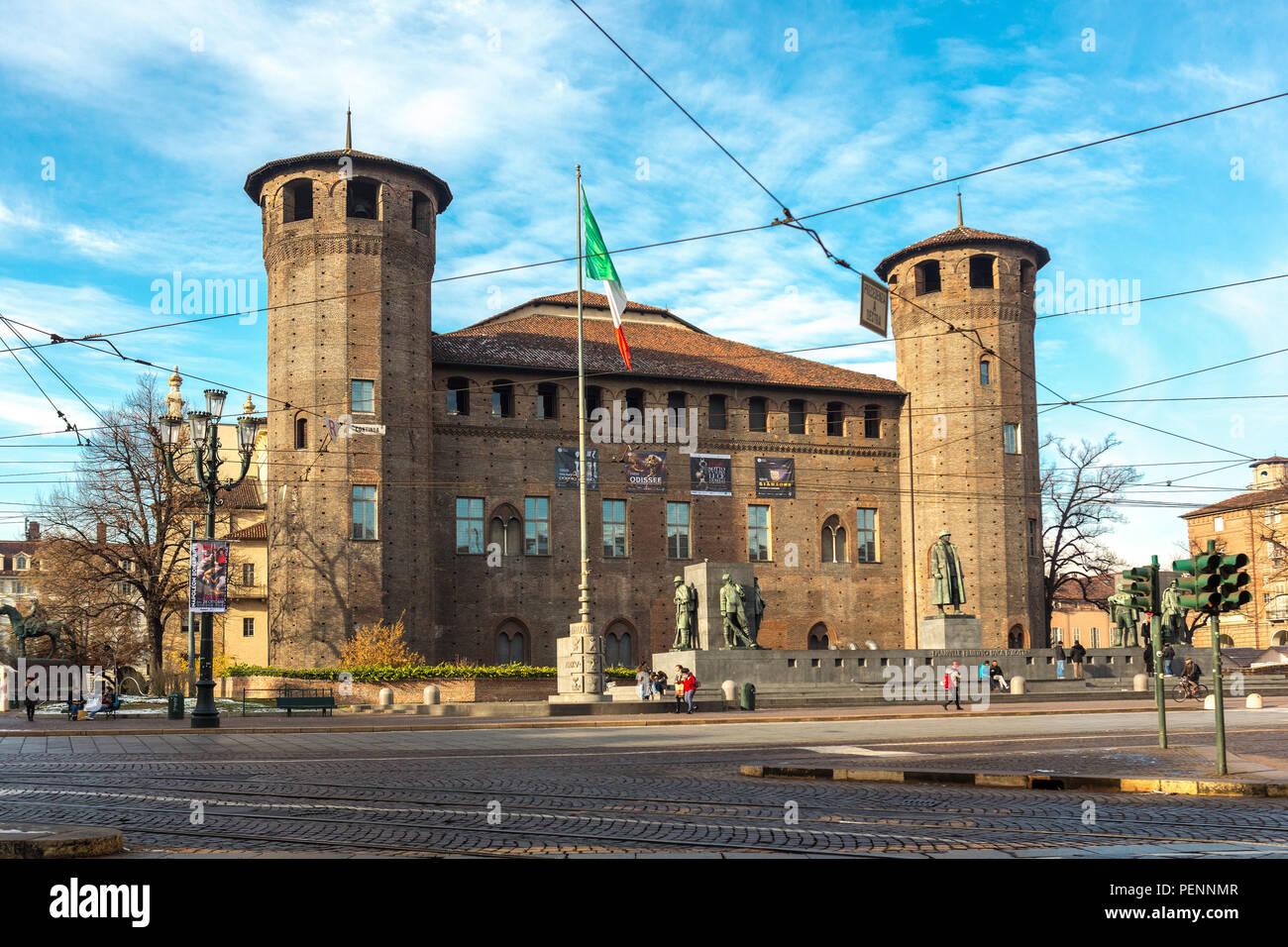 Castello medievale di Acaja. Torino, Piemonte, talia Foto Stock