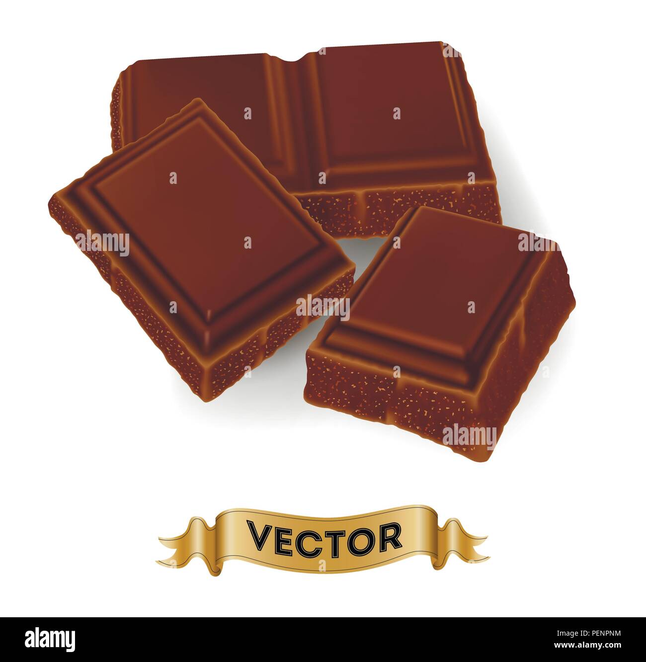 Realistica rappresentazione di vettore per il rotto della barra di cioccolato su sfondo bianco Illustrazione Vettoriale