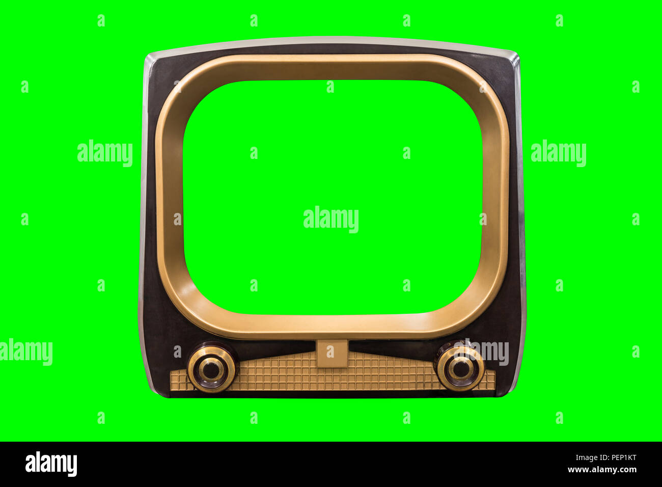 Retrò degli anni cinquanta la televisione con chroma sfondo verde e lo schermo. Foto Stock