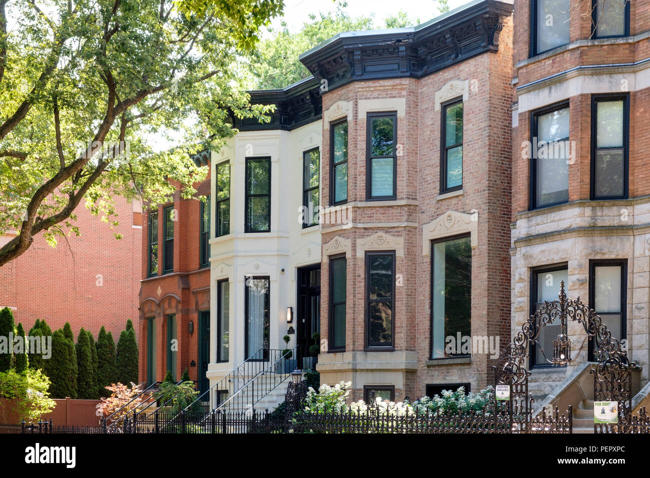 Case in Lincoln Park di Chicago, Illinois, Stati Uniti d'America Foto Stock