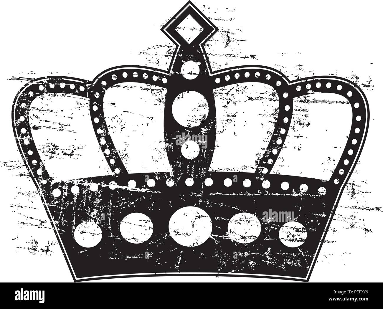 Xilografia Corona di stile. Una corona con un distressed xilografia look. Illustrazione Vettoriale