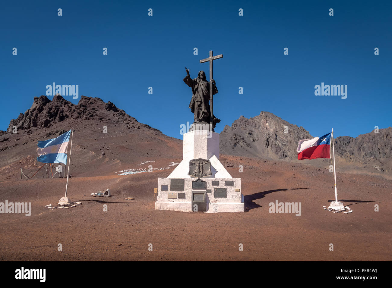 Cristo Redentor de Los Andes (Cristo Redentore delle Ande) monumento di Cordillera de Los Andes - Argentina e Cile confine Foto Stock