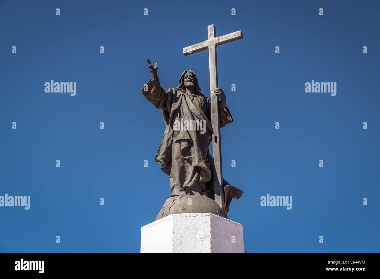 Cristo Redentor de Los Andes (Cristo Redentore delle Ande) monumento di Cordillera de Los Andes - Argentina e Cile confine Foto Stock