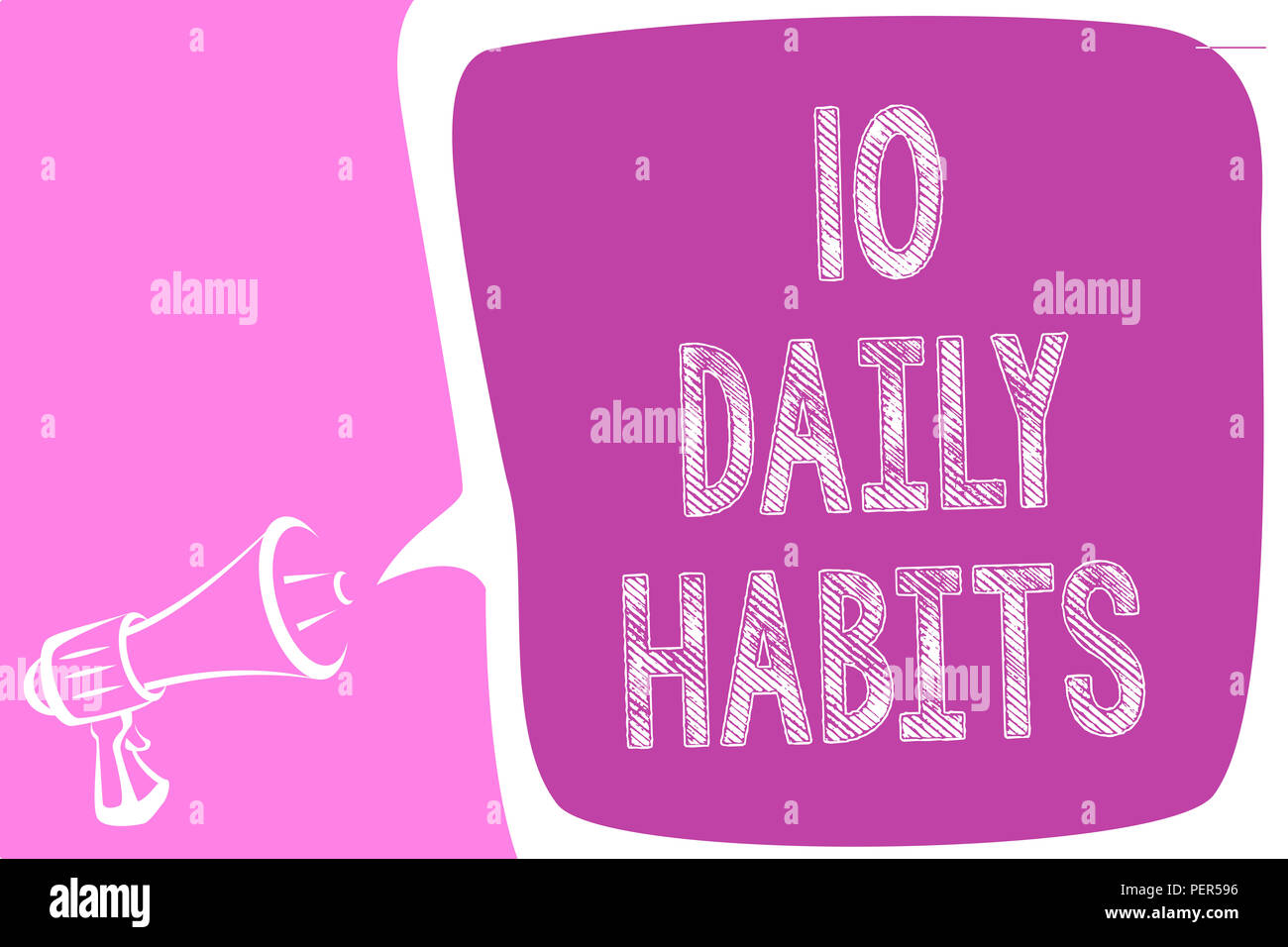 Segno di testo mostra 10 abitudini quotidiane. Foto concettuale di un sano stile di vita di routine una buona alimentazione esercizi altoparlante megafono discorso bolla m importante Foto Stock