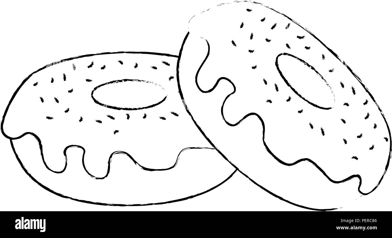 E deliziose ciambelle dolci illustrazione vettoriale design Illustrazione Vettoriale
