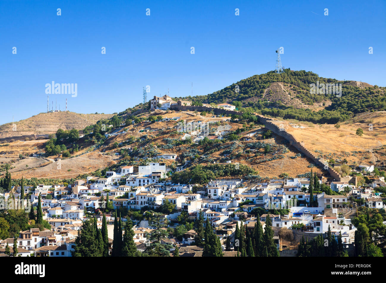 Vista panoramica di Granada dal palazzo dell'Alhambra di Granada Spagna Foto Stock