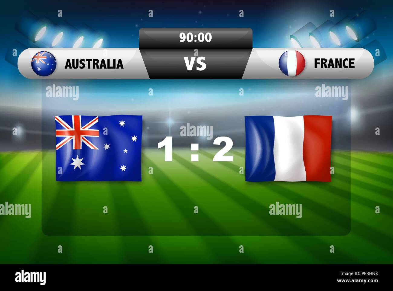 Australia vs Francia scoreboard illustrazione Illustrazione Vettoriale