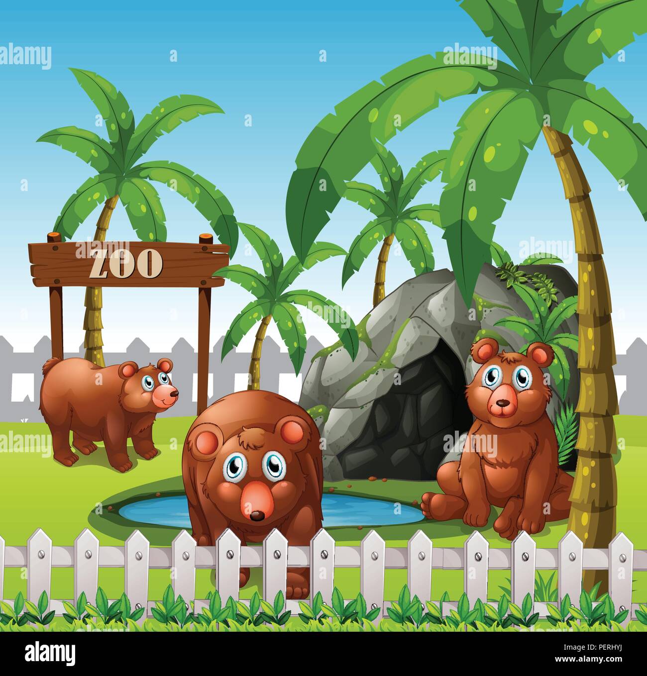 Un orso in famiglia lo zoo illustrazione Illustrazione Vettoriale