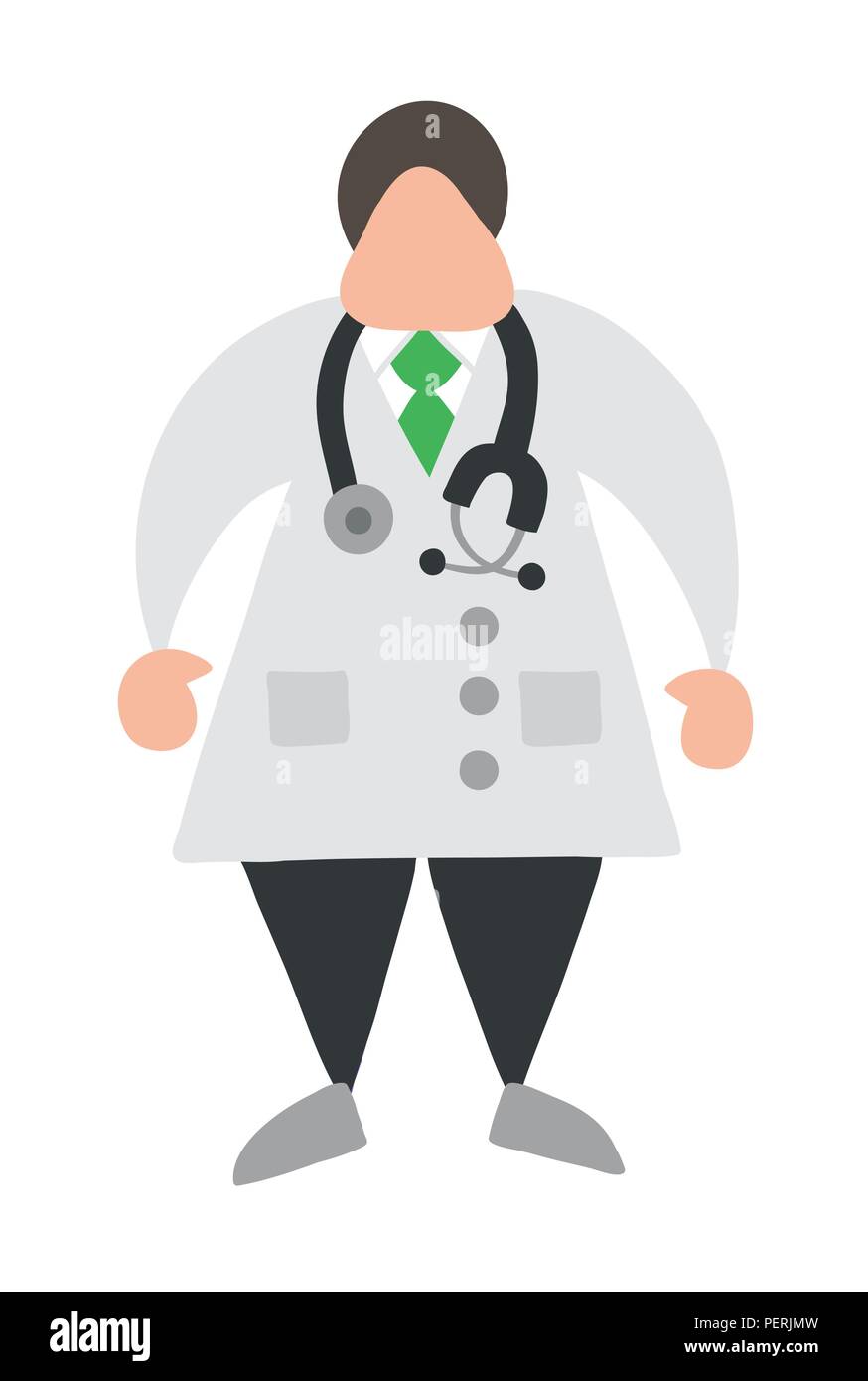 Illustrazione Vettoriale cartoon medico man standing con stetoscopio. Illustrazione Vettoriale