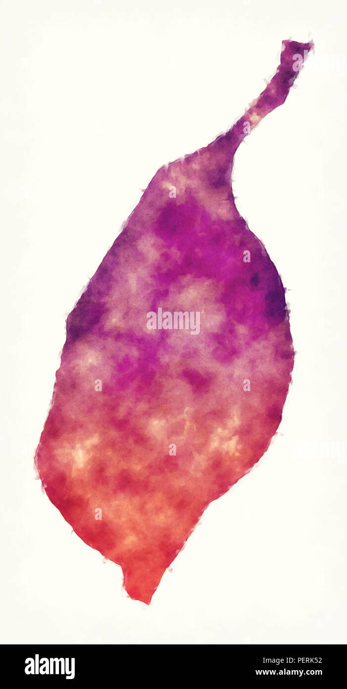 Saint Louis città Mappa acquerello davanti a uno sfondo bianco Foto Stock