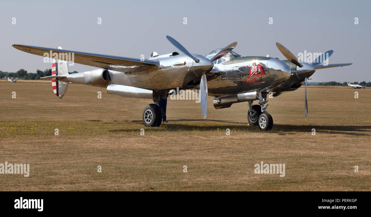 Lockheed P38 Lightning heavy American seconda guerra mondiale combattente e attacco a terra di aeromobili. Foto Stock