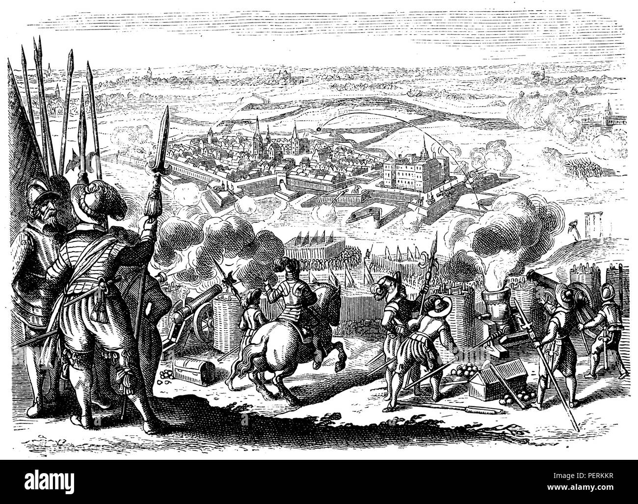 Assedio di Jülich 1610. Dopo una incisione su rame di Gottfried 'Historische Chronik', Foto Stock
