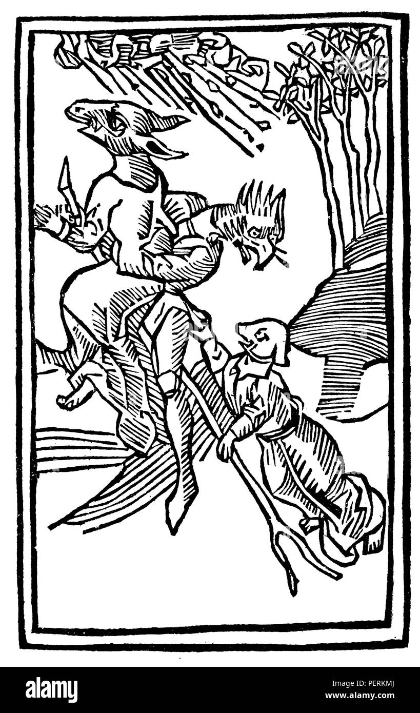 Facsimile di una xilografia in 'Traktatus del male mogli che si chiama le streghe. Dal Dottor ulrichen molitor '. Augsburg 1508, 1893 Foto Stock