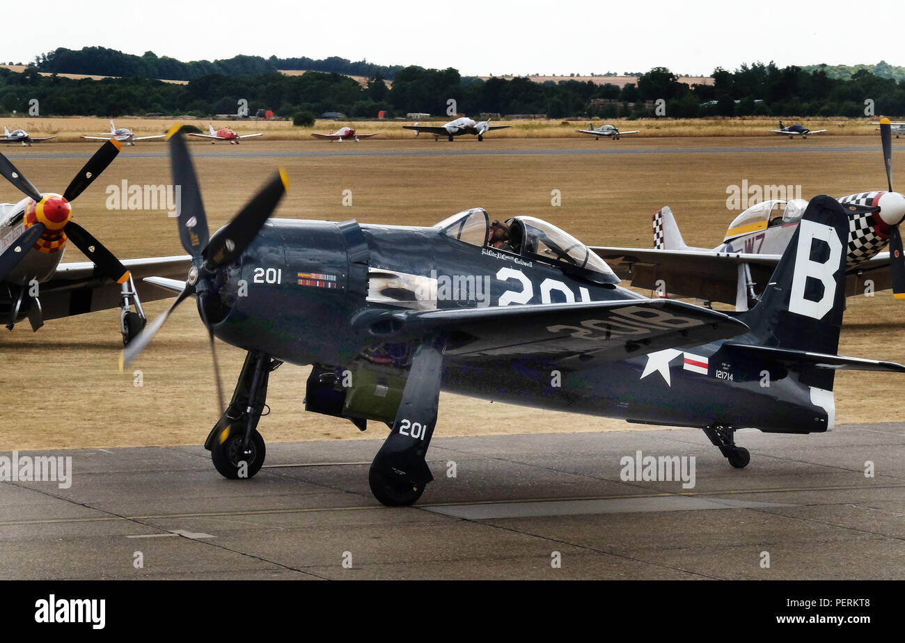 La Grumman F8F Bearcat è un Americano a singolo motore carrier-based fighter aircraft introdotta alla fine della II Guerra Mondiale. Foto Stock