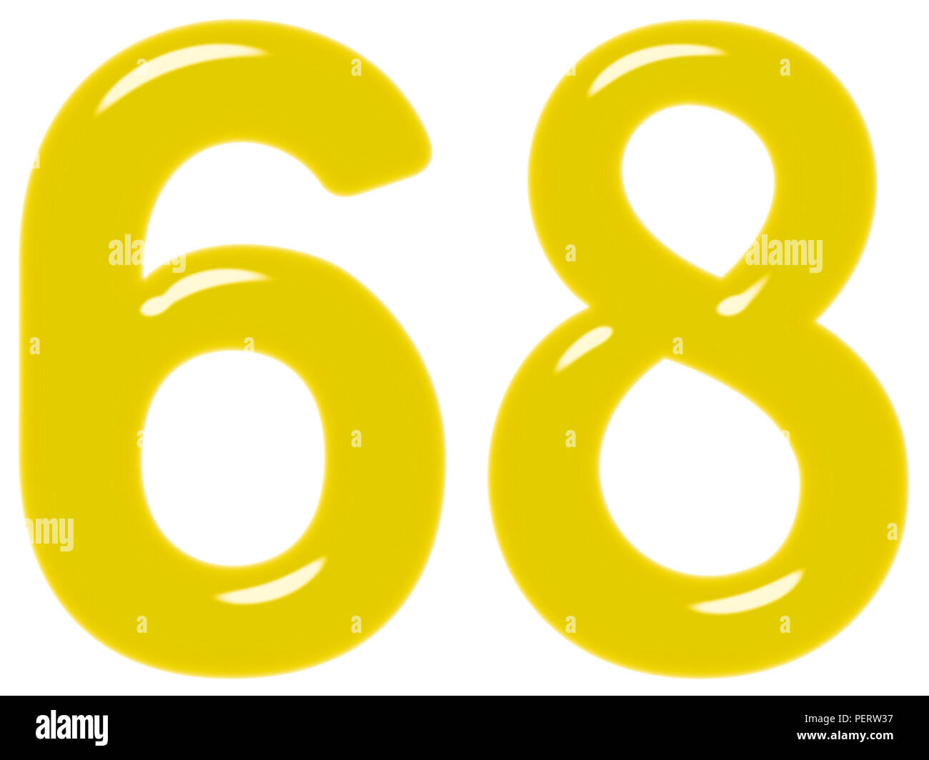 Il numero di riferimento 68, sessanta otto, isolato su sfondo bianco, 3D render Foto Stock