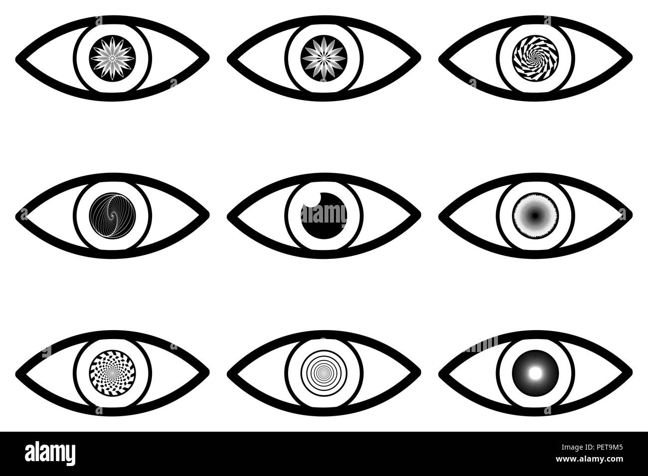 Abstract icona occhio - bianco e nero - set Illustrazione Vettoriale