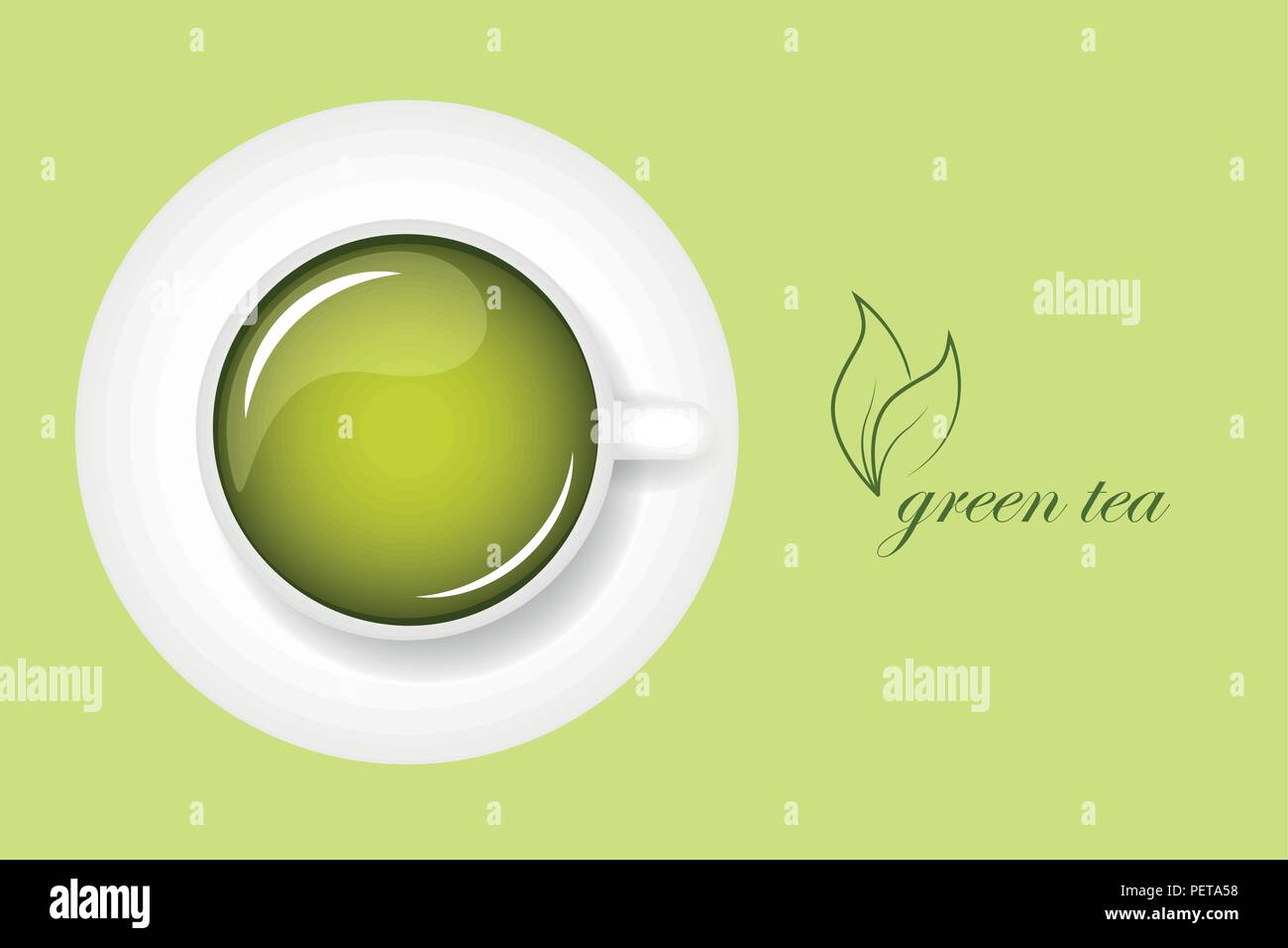 Il tè verde in una tazza bianca illustrazione vettoriale EPS10 Illustrazione Vettoriale