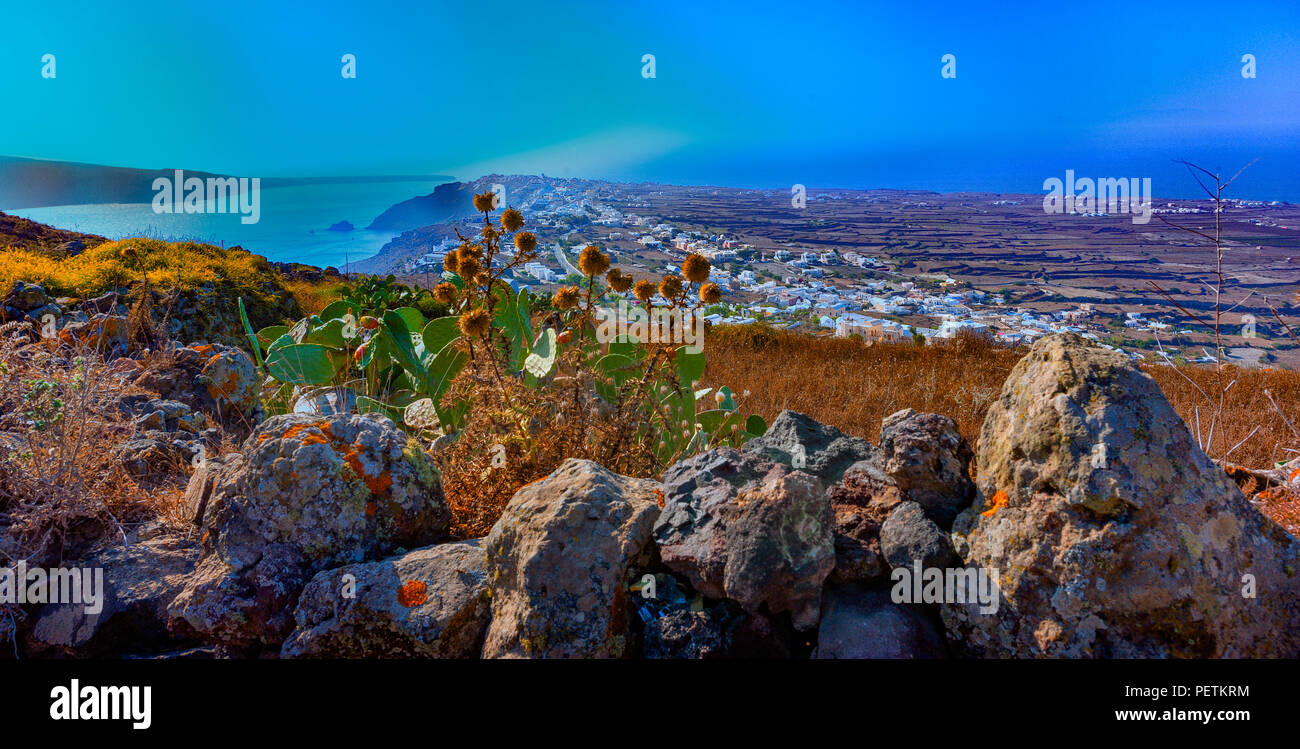 Posso vedere per miglia. Ubicazione: Isola di Santorini, Grecia Foto Stock