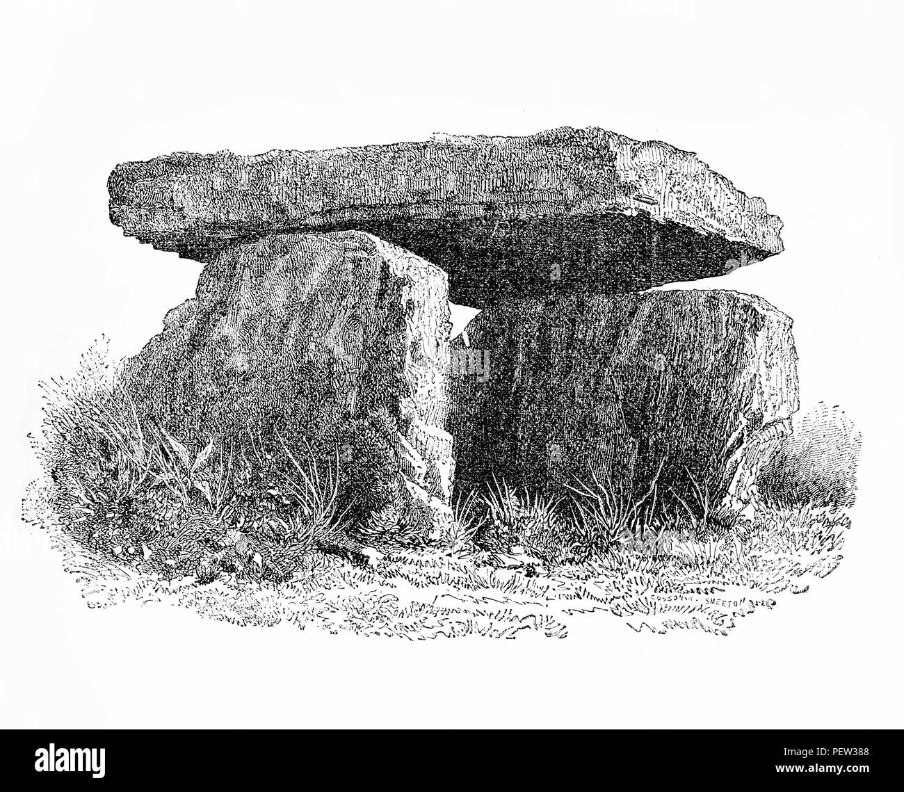 Algeria, Nord Africa, Dolmen nella valle di El Arouna, Kabylie, incisione Vintage Foto Stock