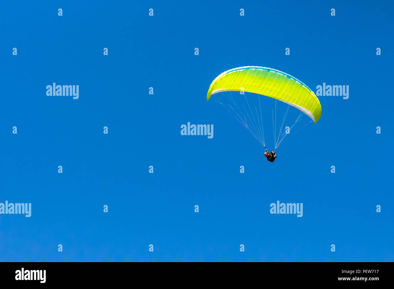 Parapendio singolo isolato su un cielo blu chiaro Foto Stock