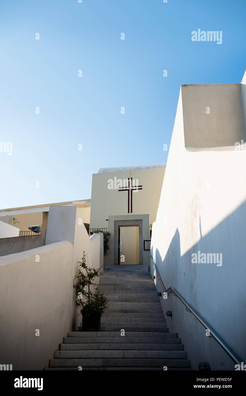 Ricerca di passi verso la cattedrale di Thera Santorini Foto Stock