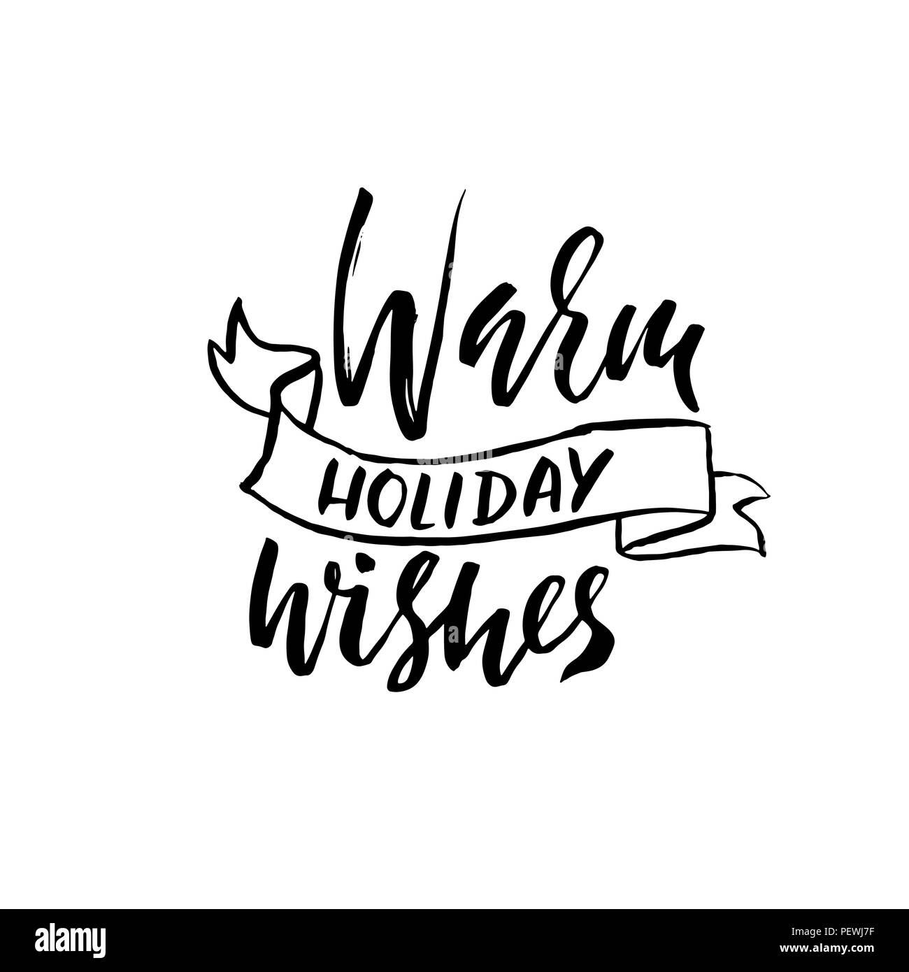 Waem vacanze auguri. Moderno pennello asciutto lettering inchiostro per biglietto di auguri. Illustrazione Vettoriale. Illustrazione Vettoriale