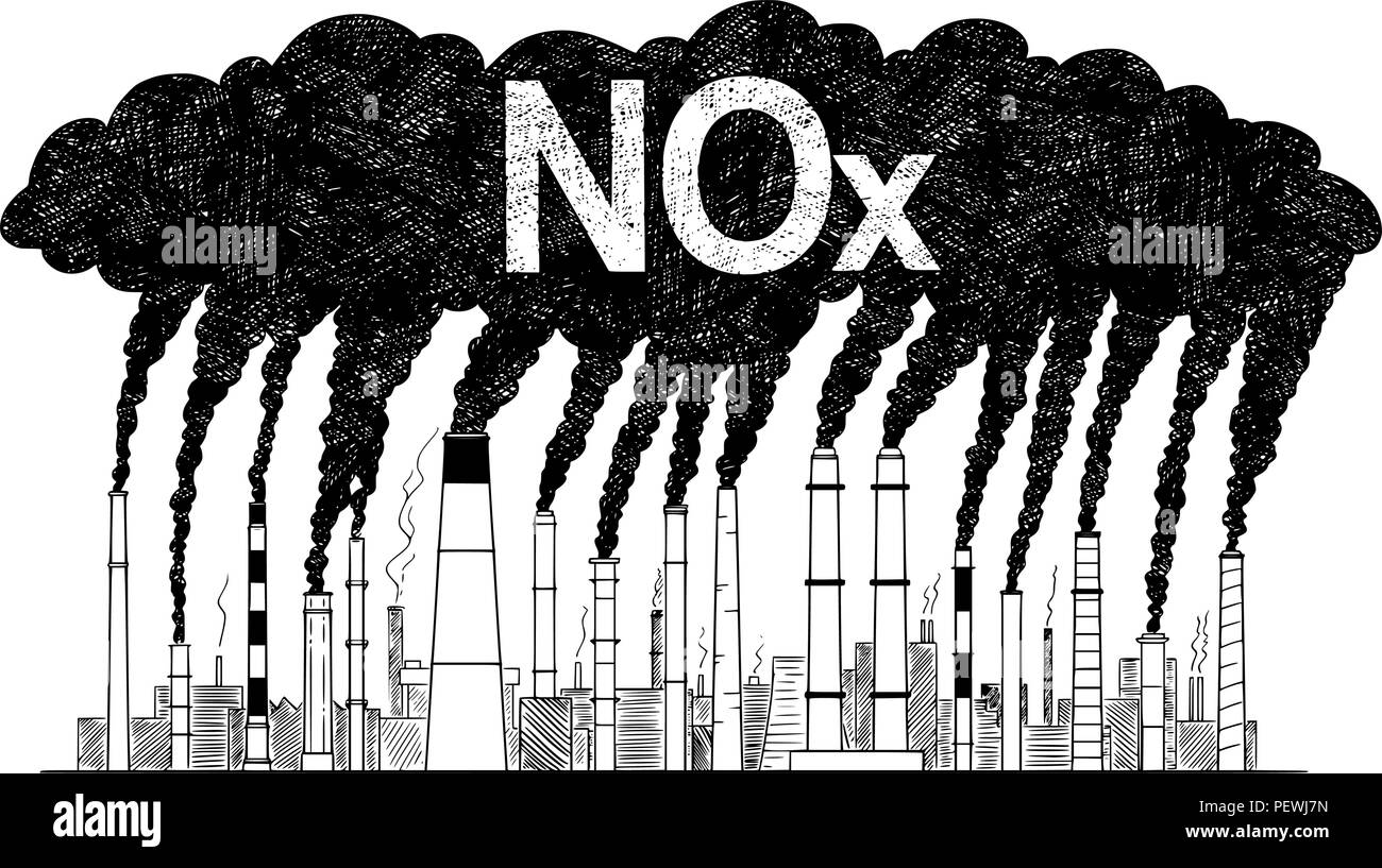 Vettore di disegno artistico illustrazione del fumo fornace, il concetto di industria o di NOx in fabbrica dell'inquinamento atmosferico Illustrazione Vettoriale