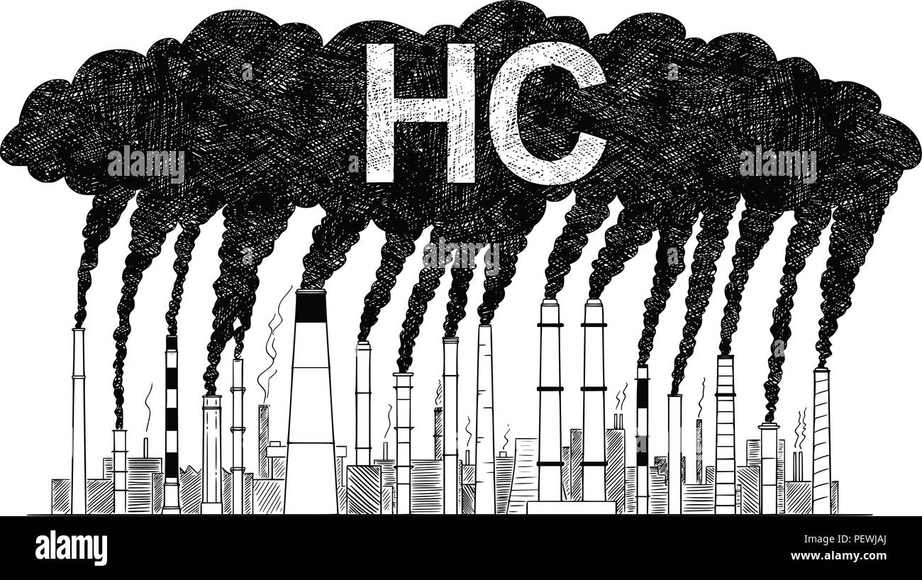 Vettore di disegno artistico illustrazione del fumo fornace, il concetto di industria o la fabbrica HC Inquinamento atmosferico Illustrazione Vettoriale