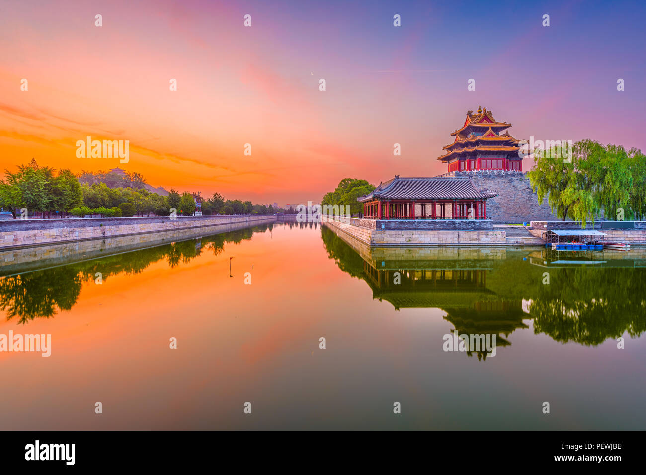 Pechino, Cina Città proibita fossato esterno all'alba. Foto Stock