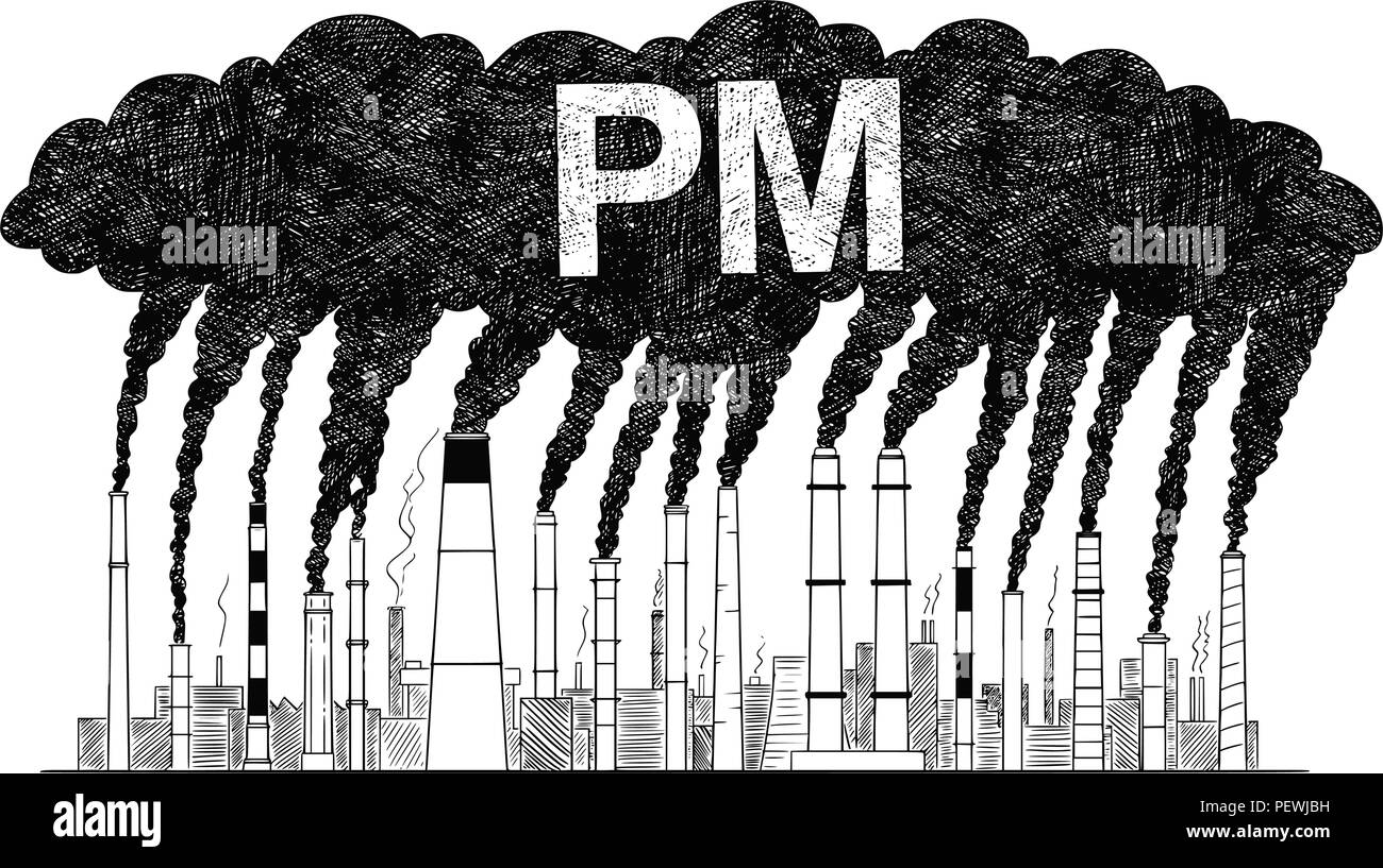 Vettore di disegno artistico illustrazione del fumo fornace, il concetto di industria o la fabbrica di particolato o PM Inquinamento atmosferico Illustrazione Vettoriale