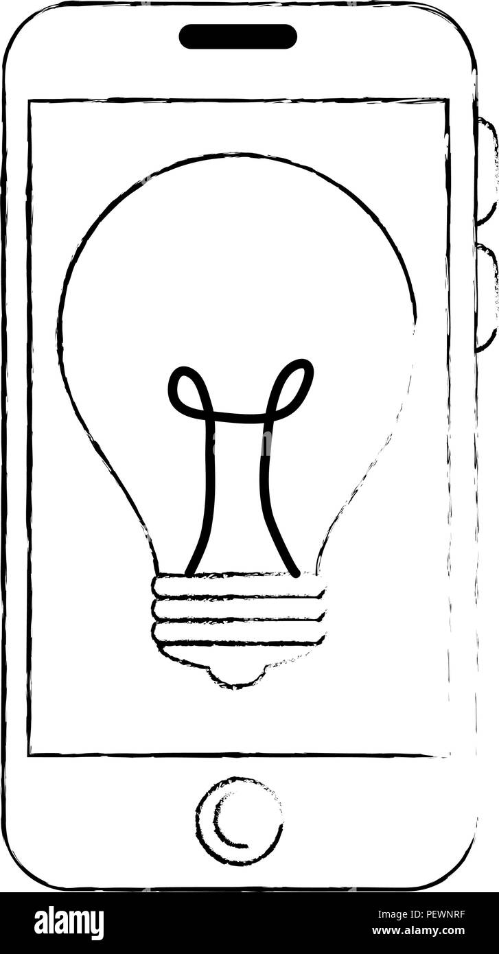 Smartphone con la luce della lampadina Illustrazione Vettoriale