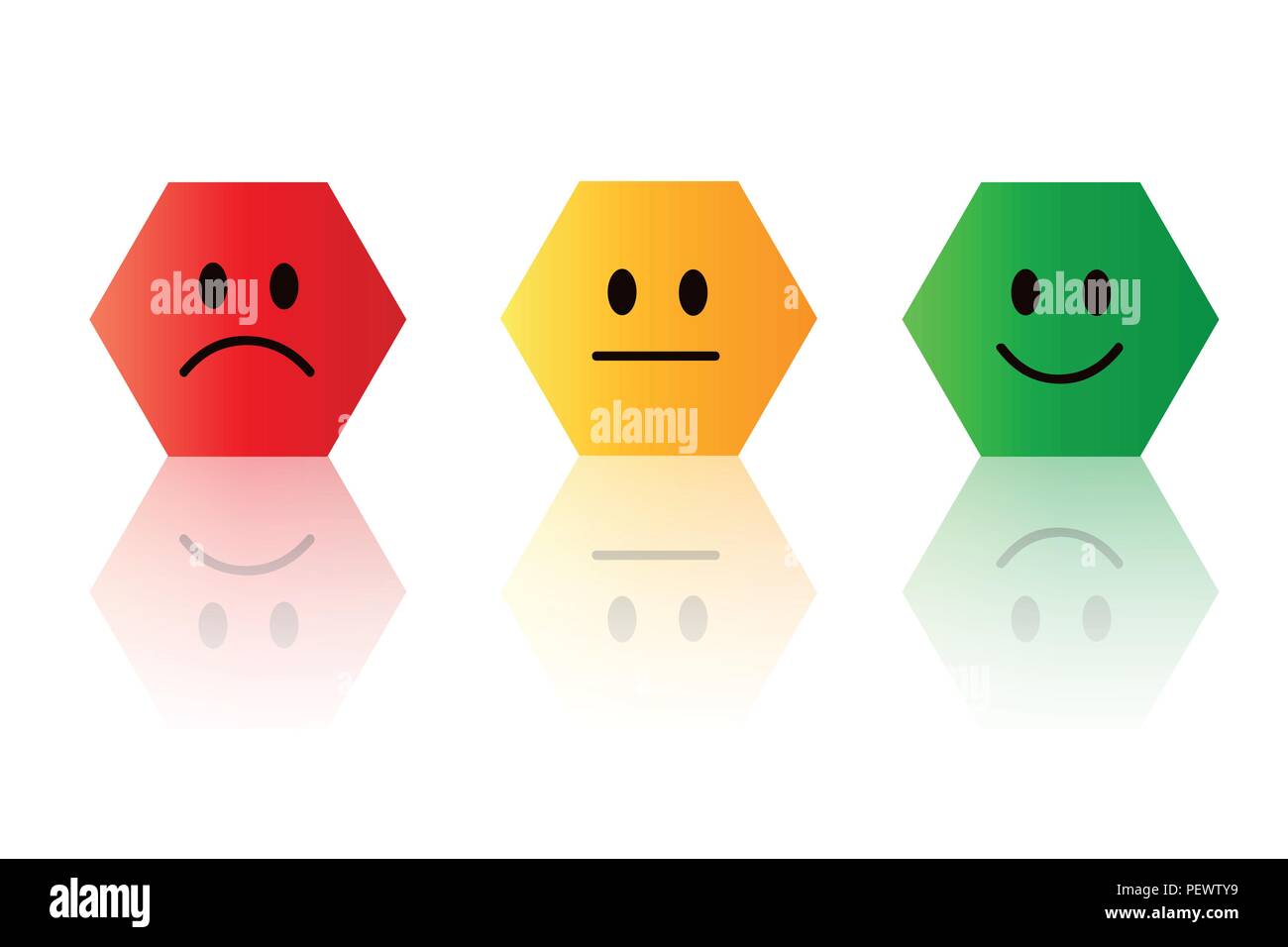 Tre rating smile rosso al verde poligono illustrazione vettoriale EPS10 Illustrazione Vettoriale