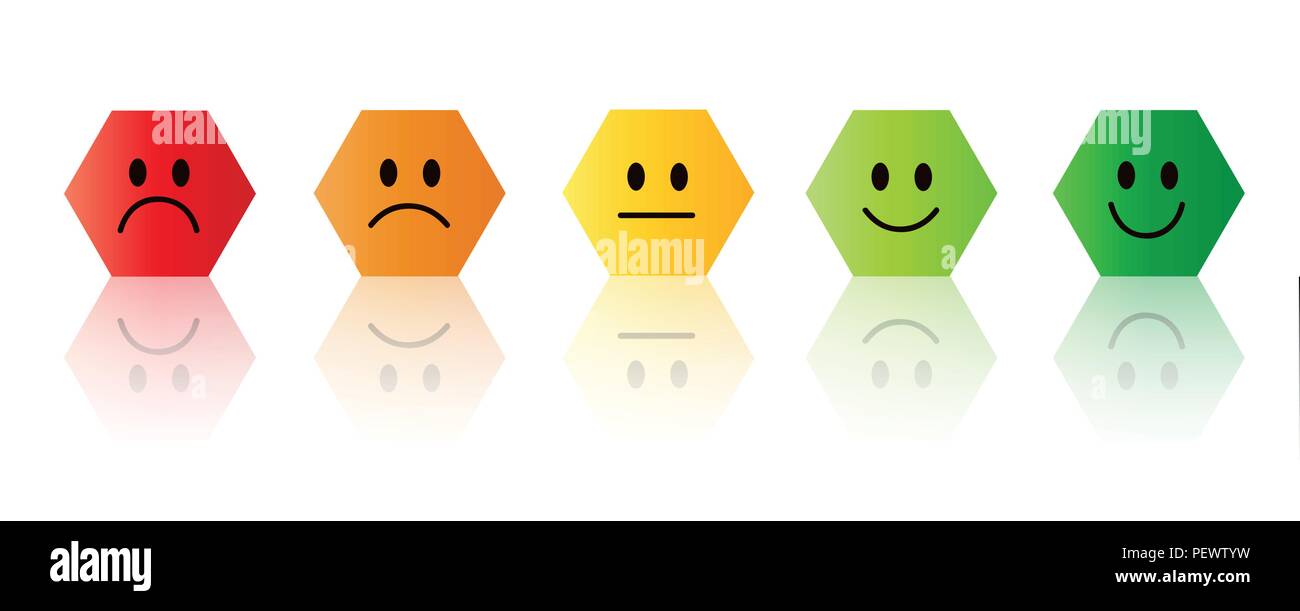 Cinque rating smile rosso al verde poligono illustrazione vettoriale EPS10 Illustrazione Vettoriale