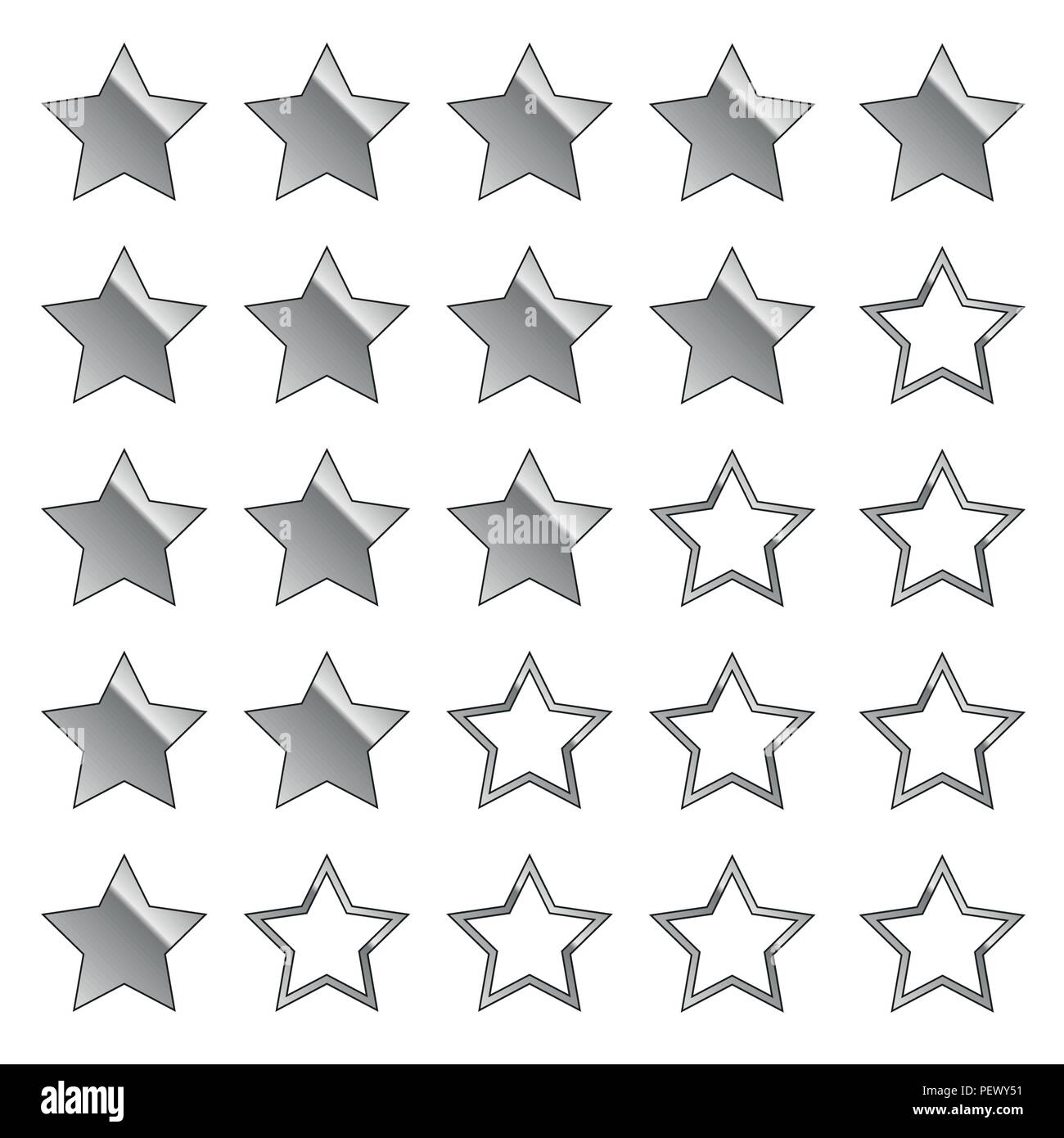 Silver stars set feedback illustrazione vettoriale EPS10 Illustrazione Vettoriale